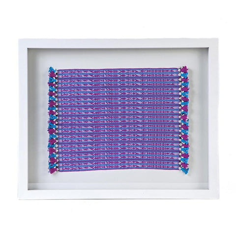 Tapete Miniatura Azul y Rosa / Textiles Mexican Folk Art Miniature Rug
