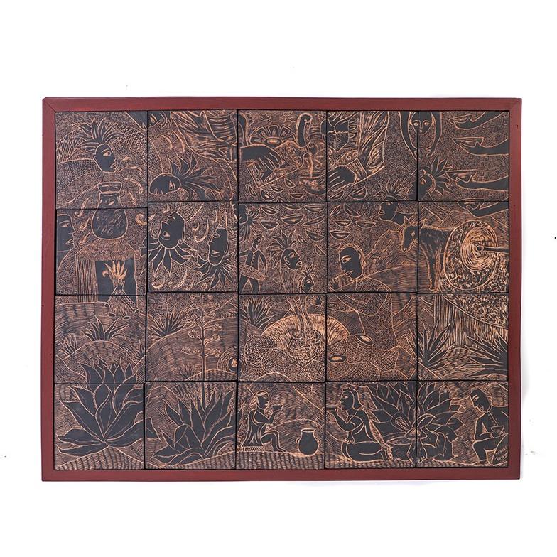 Historia del Mezcal / Ceramics Mexican Folk Art Clay Frame
