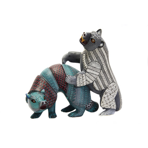Armadillo vs Oso - Armadillo vs Bear Alebrije - Mexican Folk Art | Cactus Fine Art