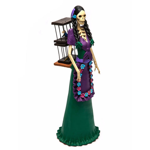 Catrina Vendedora de Aves / Mexican Folk Art Sculpture Featherwork and Ceramics