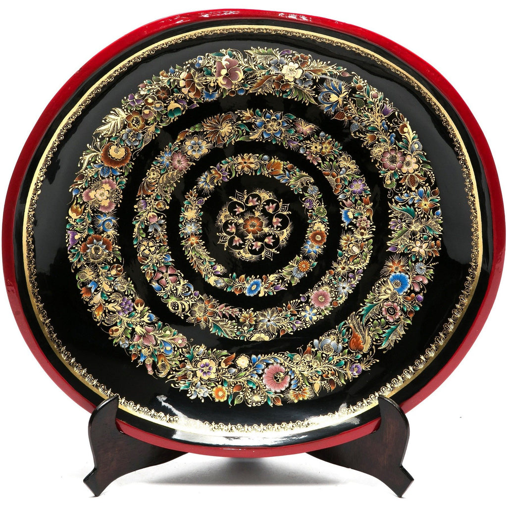 Batea Decorada en Oro / Woodcarving Lacquer Mexican Folk Art