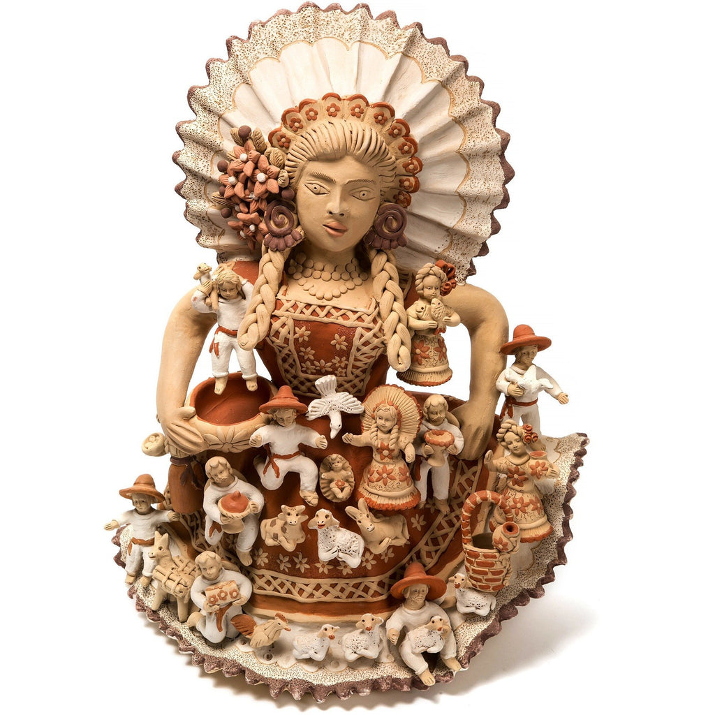 Tehuana con Nacimiento / Ceramics Mexican Folk Art Clay Nativity