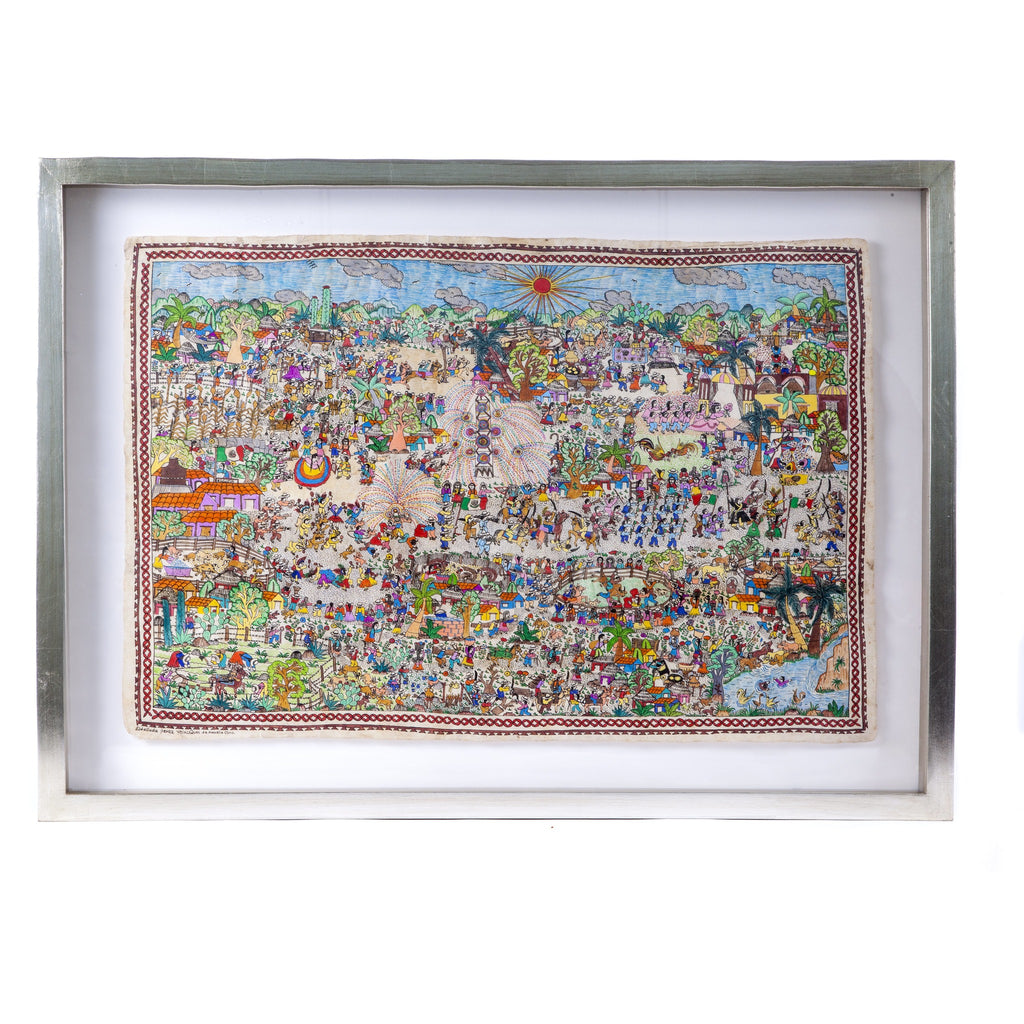 Independencia de Mexico / Amate Paper Mexican Folk Art Painting Frame