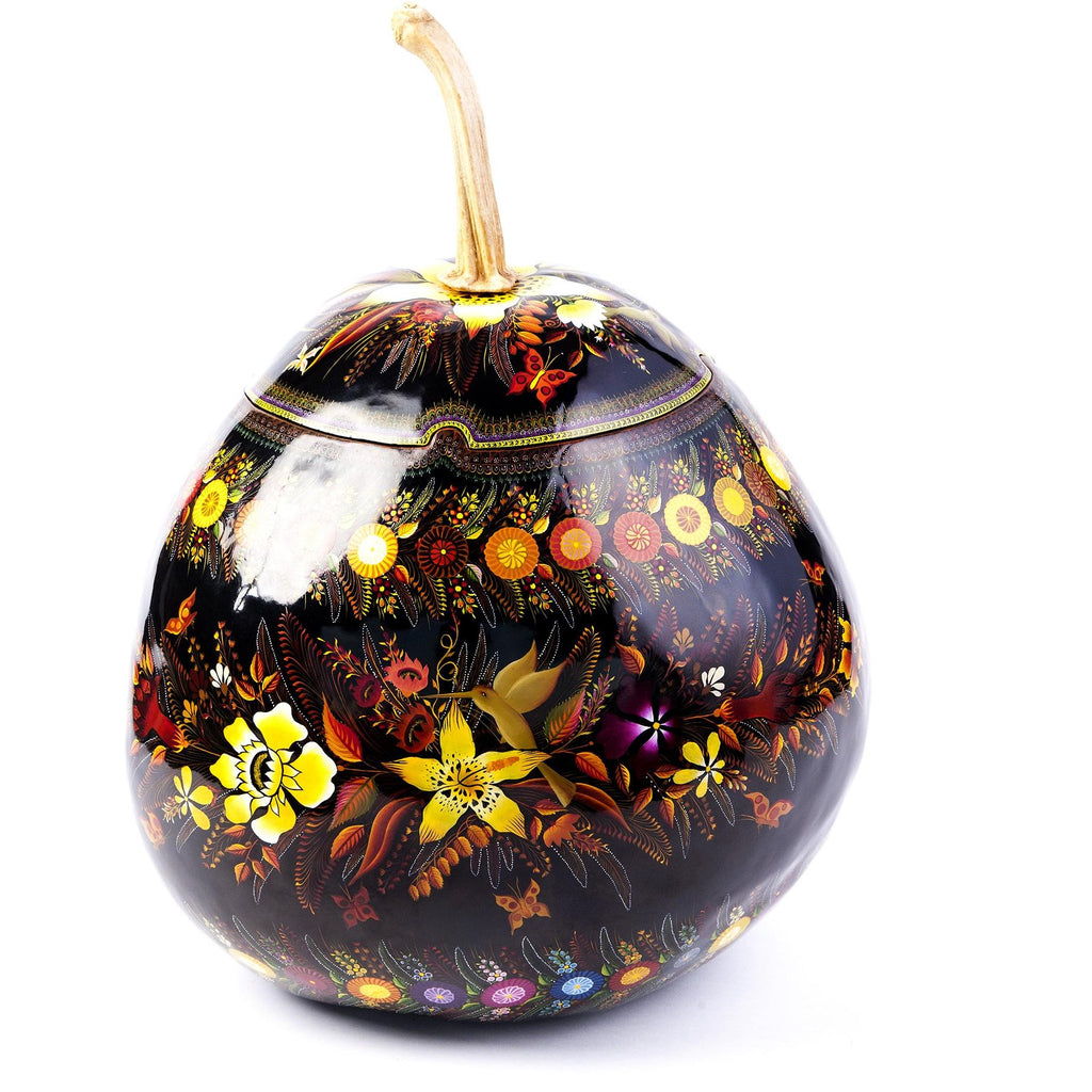 Costurero con tapa negra / Lacquer Mexican Folk Art