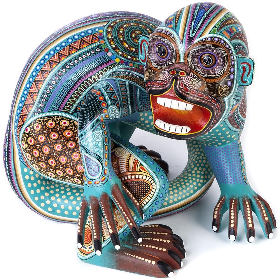 Mono Contento / Woodcarving Alebrije Mexican Folk Art Sculpture
