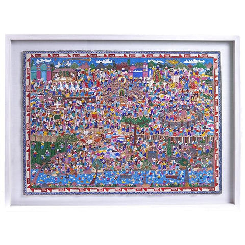 Festividades de la Virgen de Guadalupe / Amate Paper Mexican Folk Art Painting Frame