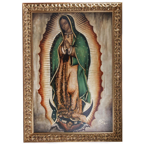 Virgen de Guadalupe Tradicional al oleo / Mexican Folk Art Oil Painting Frame