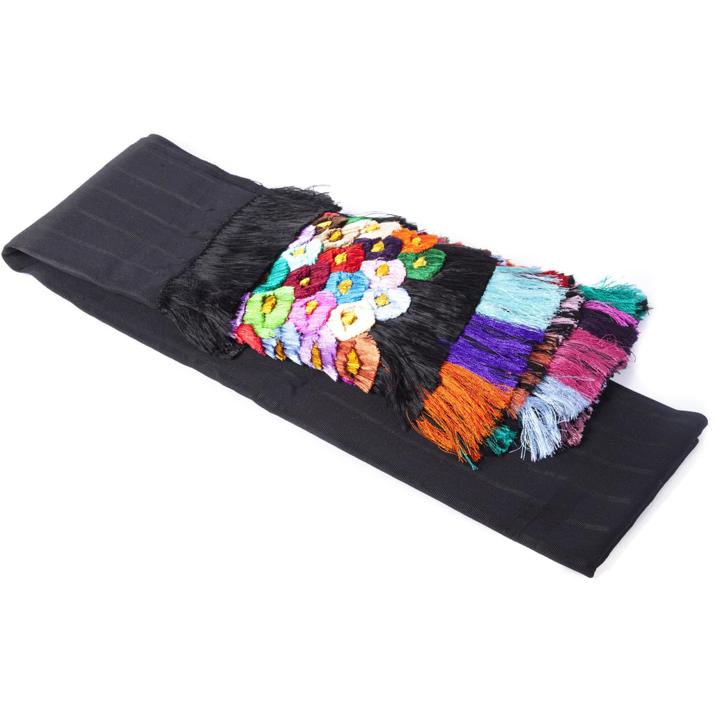 Rebozo Negro de 1000 Flores / Textiles Mexican Folk Art Shawl