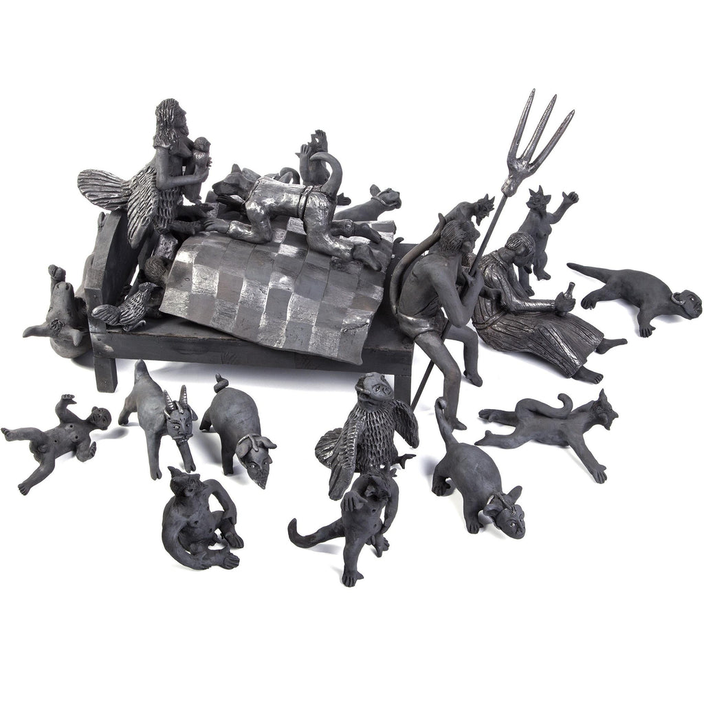 El Sueño de los Amantes / Ceramics Black Clay Mexican Folk Art