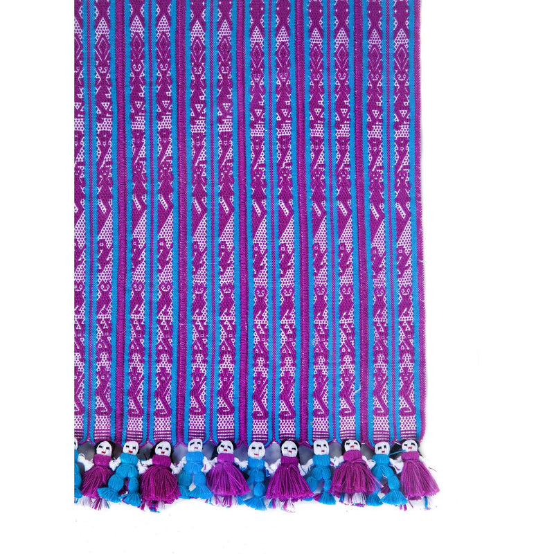 Tapete Miniatura Azul y Rosa / Textiles Mexican Folk Art Miniature Rug
