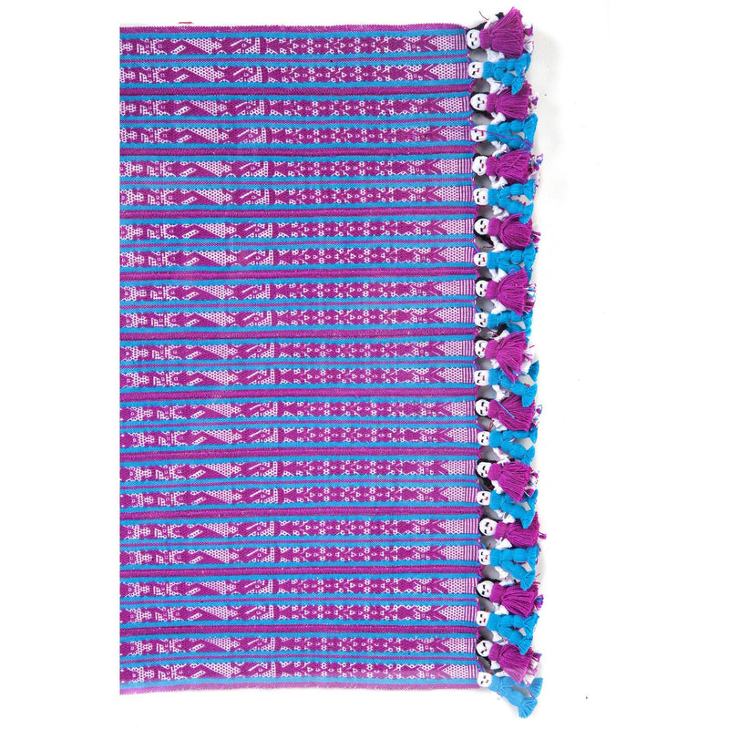 Tapete Miniatura Azul y Rosa / Textiles Mexican Folk Art Miniature Rug