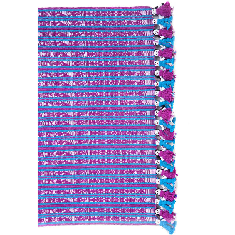 Tapete Miniatura Azul y Rosa / Textiles Mexican Folk Art Miniature Rug