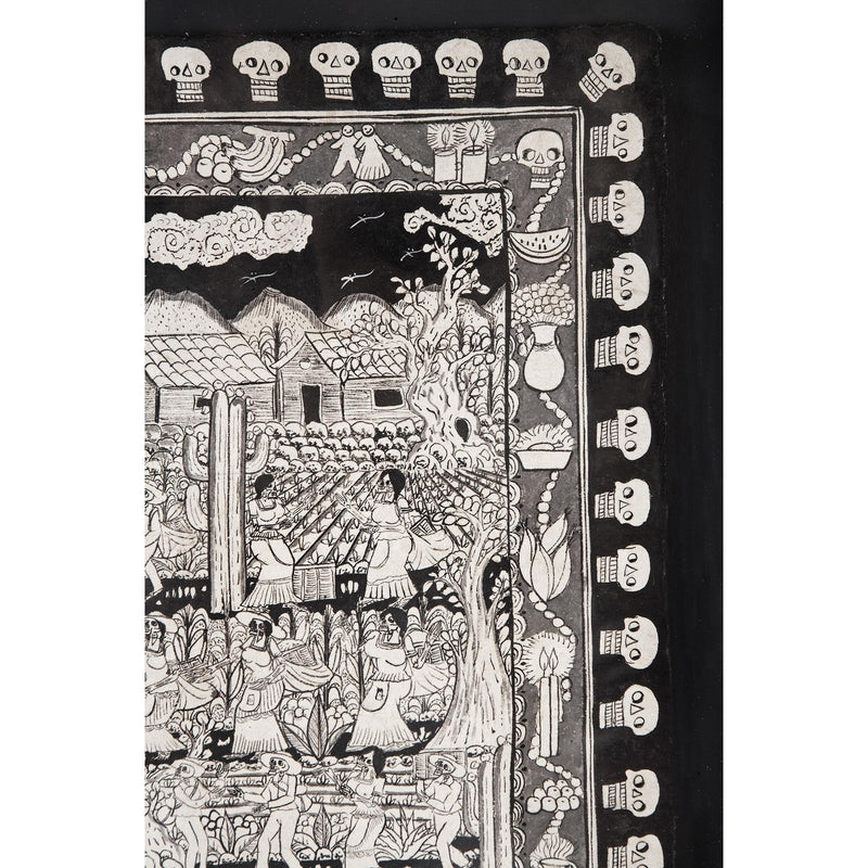 Ofrendas para mis muertos / Amate Paper Mexican Folk Art Painting Frame