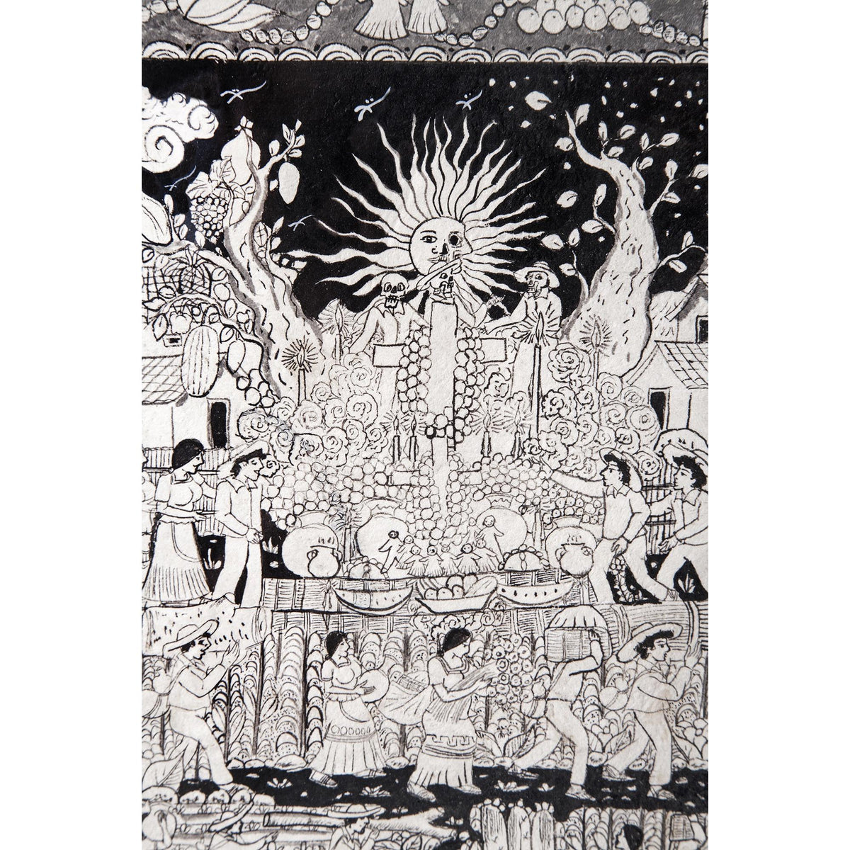 Ofrendas para mis muertos / Amate Paper Mexican Folk Art Painting Frame