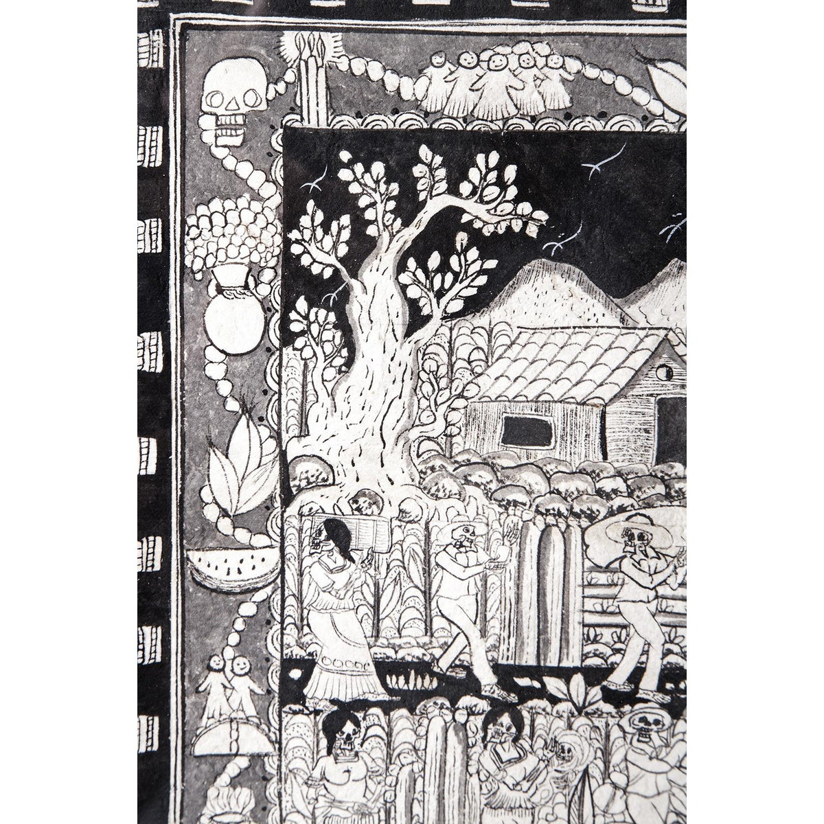 Ofrendas para mis muertos / Amate Paper Mexican Folk Art Painting Frame