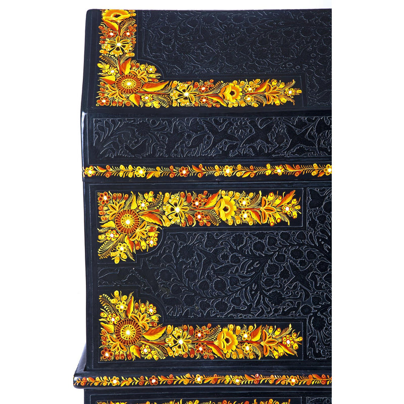 Baul con motivos de flores / Woodcarving Lacquer Mexican Folk Art