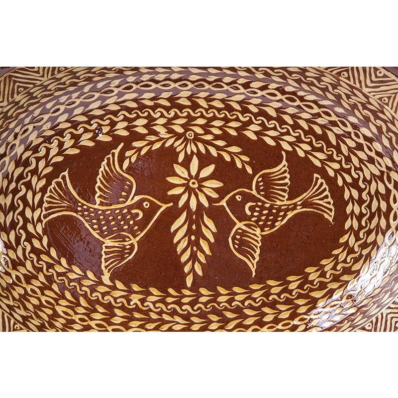 Charola Amarilla Vidriada con pajaros / Ceramics Mexican Folk Art Clay