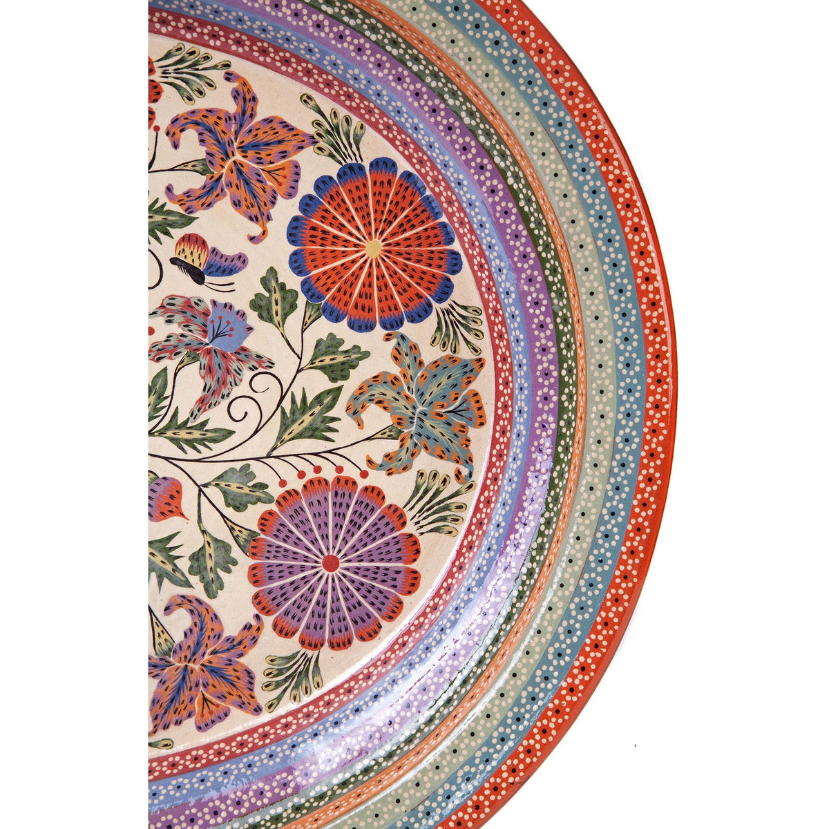 Charola Arcoiris y Flores / Ceramics Mexican Folk Art Clay