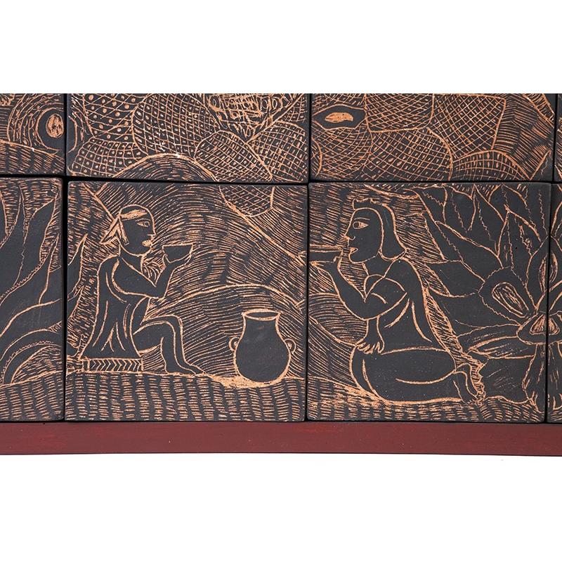 Historia del Mezcal / Ceramics Mexican Folk Art Clay Frame