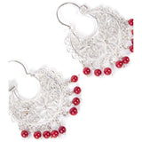 Arracadas con Piedra Roja Coral / Mexican Folk Art Silver Jewelry