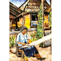 Trabajando en el Telar / Mexican Folk Art Featherwork Frame
