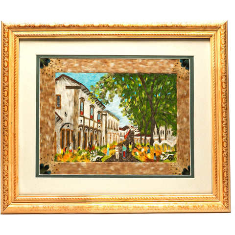 Patzcuaro Tianguis de Flores / Mexican Folk Art Featherwork Frame