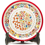 Platon Blanco y Rojo / Woodcarving Lacquer Mexican Folk Art