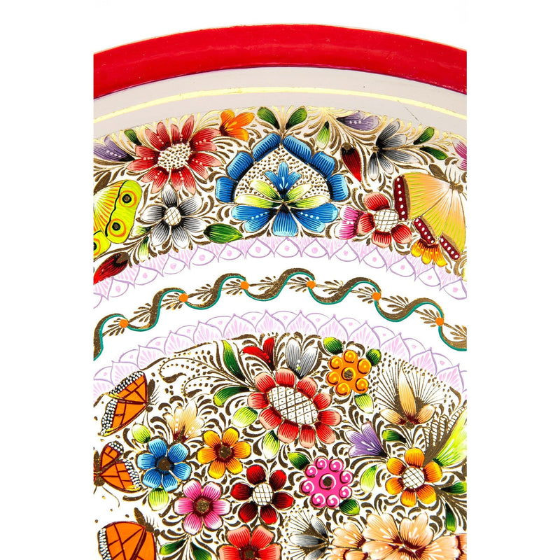 Platon Blanco y Rojo / Woodcarving Lacquer Mexican Folk Art