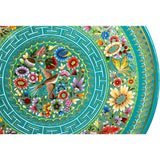 Plato Azul-Verde Perfilado en Oro / Woodcarving Lacquer Mexican Folk Art