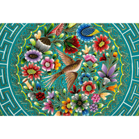 Plato Azul-Verde Perfilado en Oro / Woodcarving Lacquer Mexican Folk Art