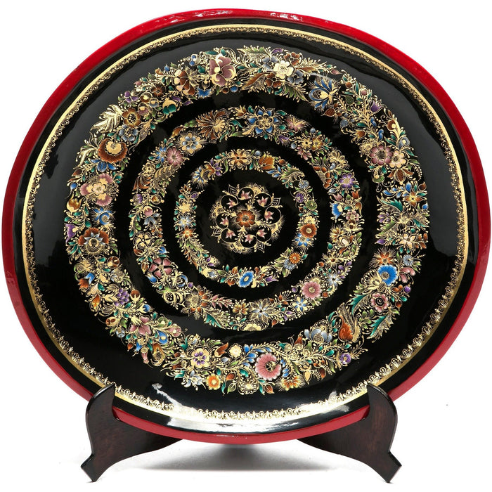 Batea Decorada en Oro / Woodcarving Lacquer Mexican Folk Art