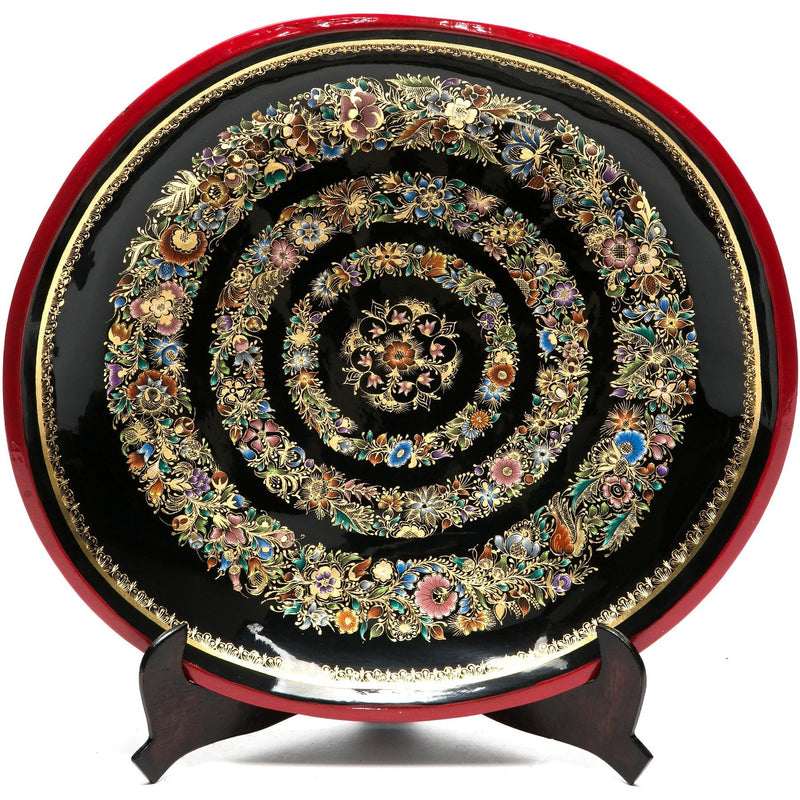 Batea Decorada en Oro / Woodcarving Lacquer Mexican Folk Art