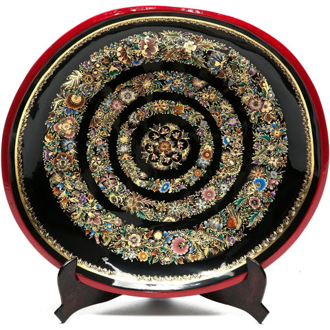 Batea Decorada en Oro / Woodcarving Lacquer Mexican Folk Art