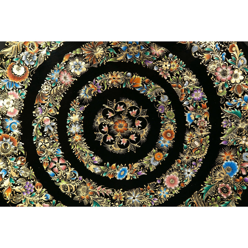 Batea Decorada en Oro / Woodcarving Lacquer Mexican Folk Art
