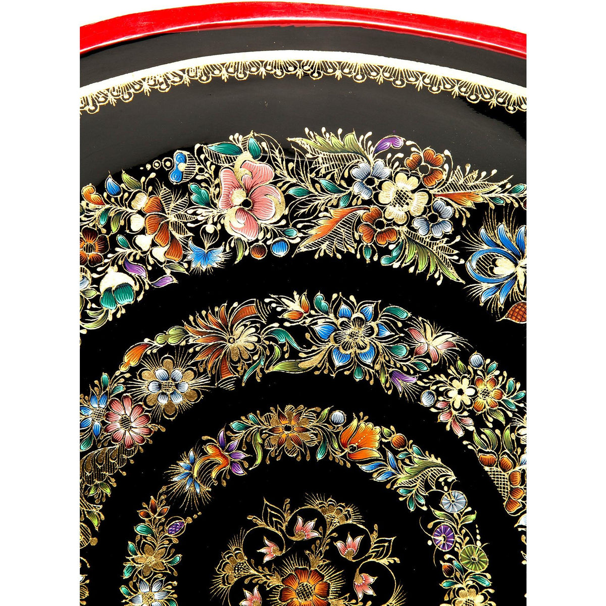 Batea Decorada en Oro / Woodcarving Lacquer Mexican Folk Art