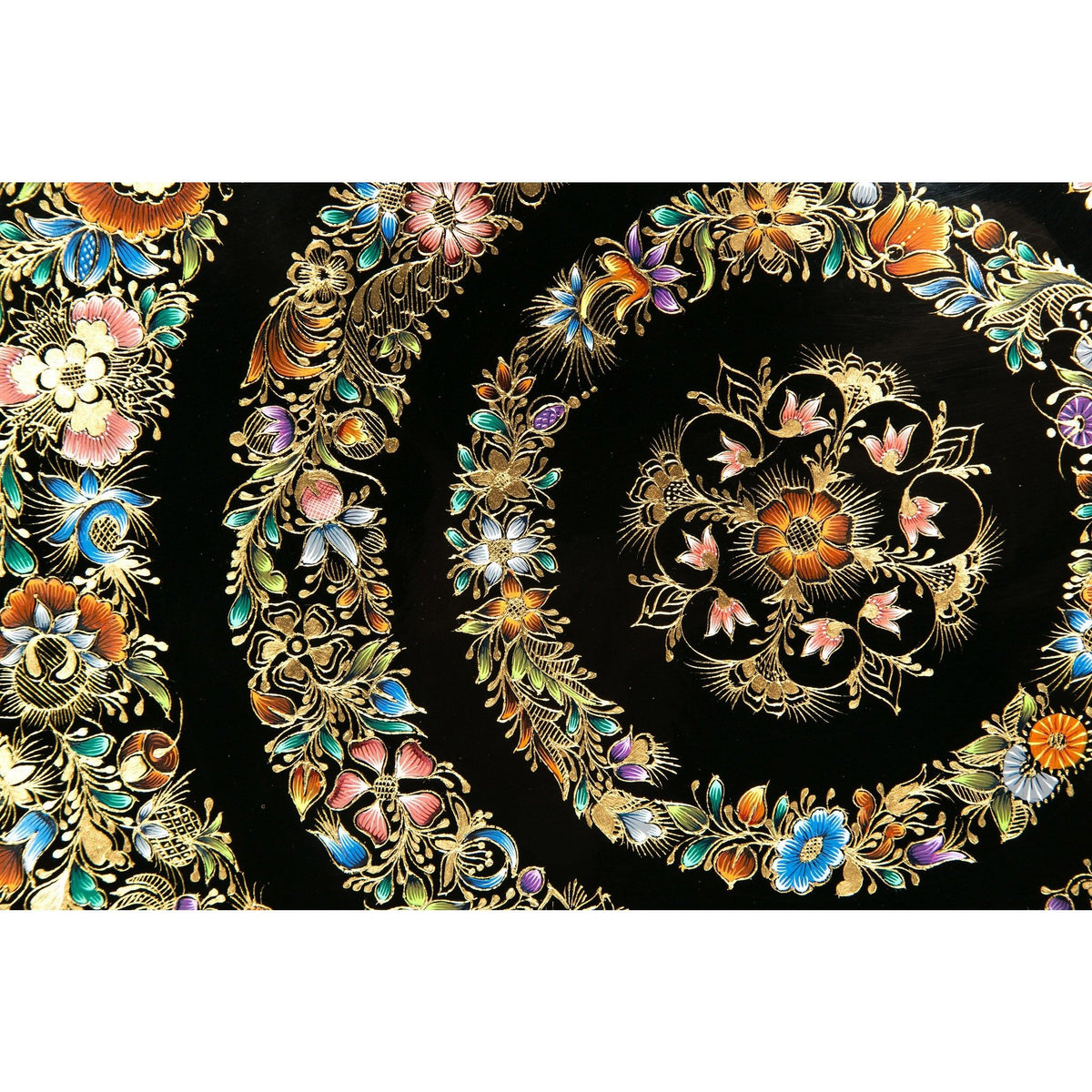 Batea Decorada en Oro / Woodcarving Lacquer Mexican Folk Art