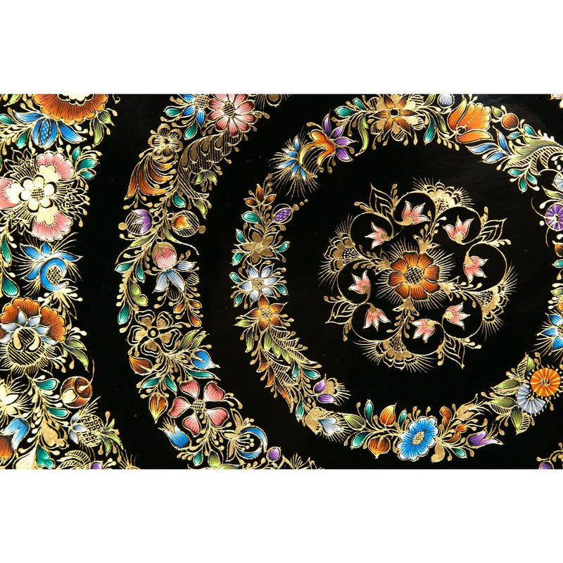 Batea Decorada en Oro / Woodcarving Lacquer Mexican Folk Art
