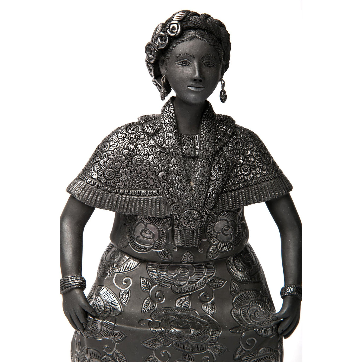 Mujer Tehuantepec-Oaxaca / Ceramics Black Clay Mexican Folk Art
