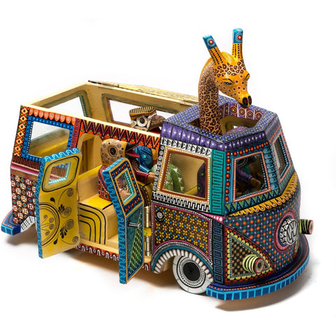 Combi con Animales / Woodcarving Alebrije Mexican Folk Art Sculpture