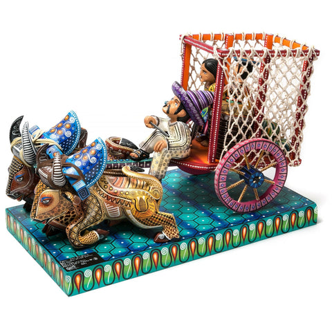 Carreta Herencia de mi Tierra / Woodcarving Alebrije Mexican Folk Art Sculpture