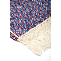 Rebozo Blanco Bordado Rojo Azul / Textiles Mexican Folk Art Shawl