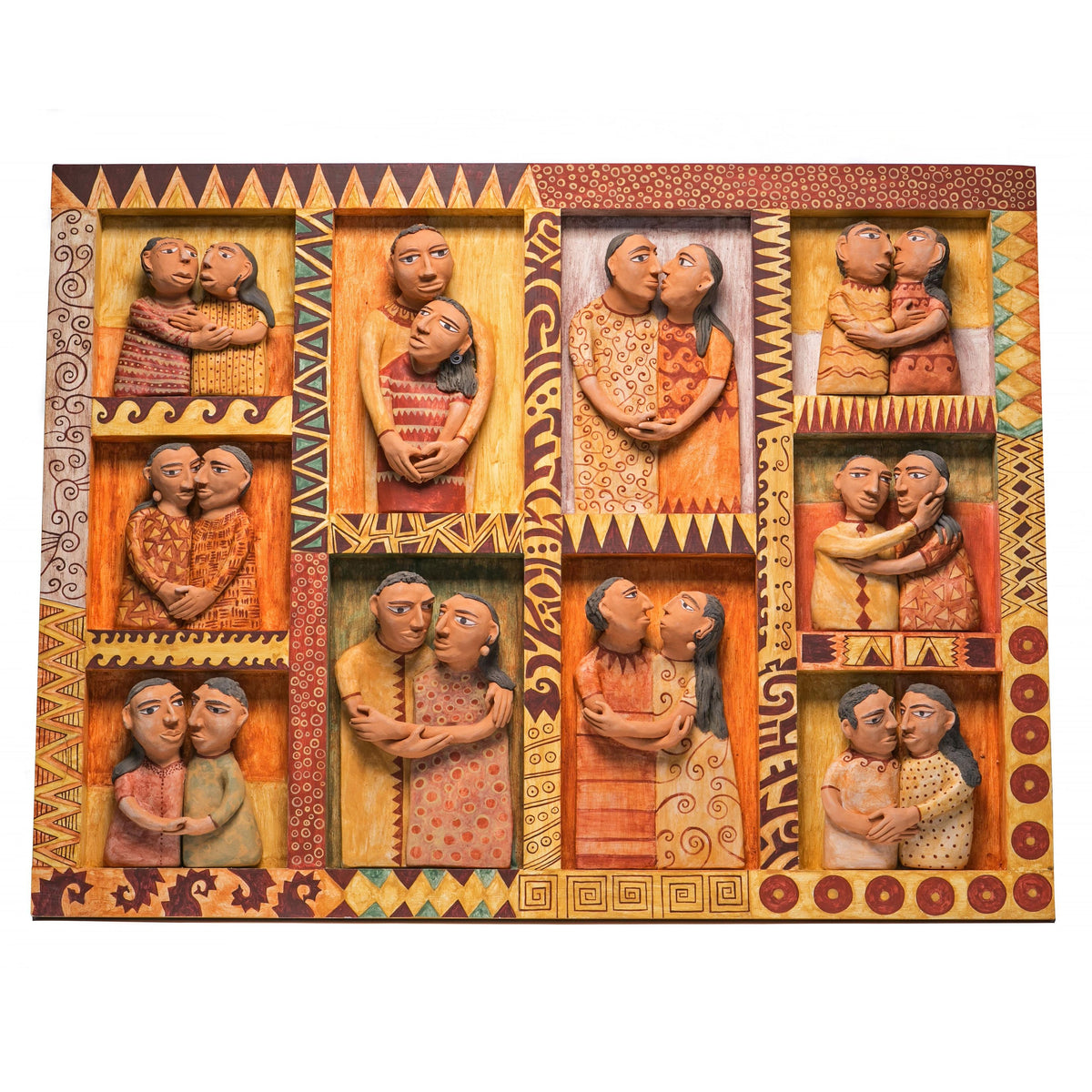 El Beso / Ceramics Mexican Folk Art Clay Frame