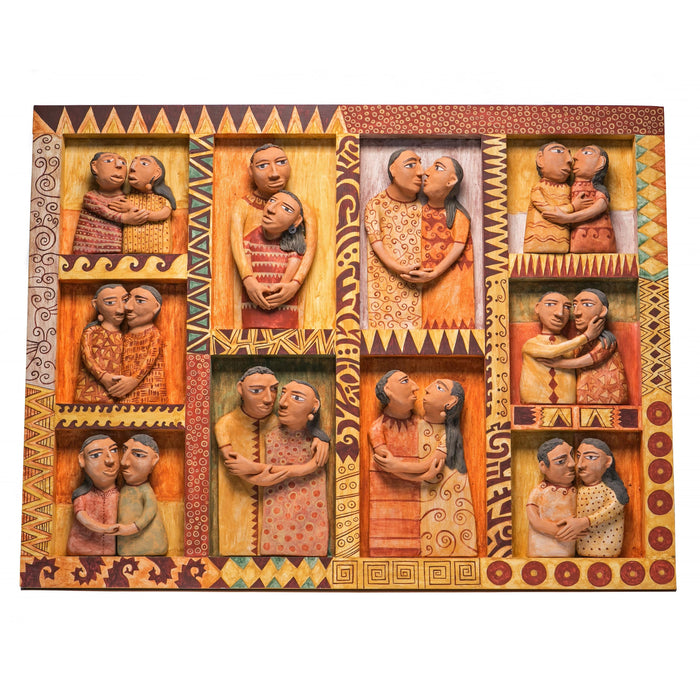 El Beso / Ceramics Mexican Folk Art Clay Frame