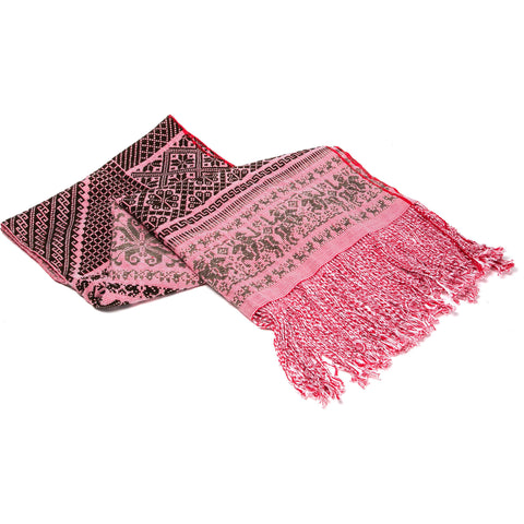 Gaban de Algodon y Lana Rojo / Textiles Mexican Folk Art Shawl