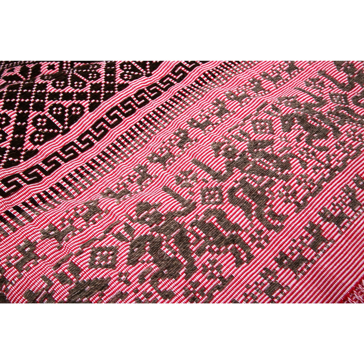 Gaban de Algodon y Lana Rojo / Textiles Mexican Folk Art Shawl