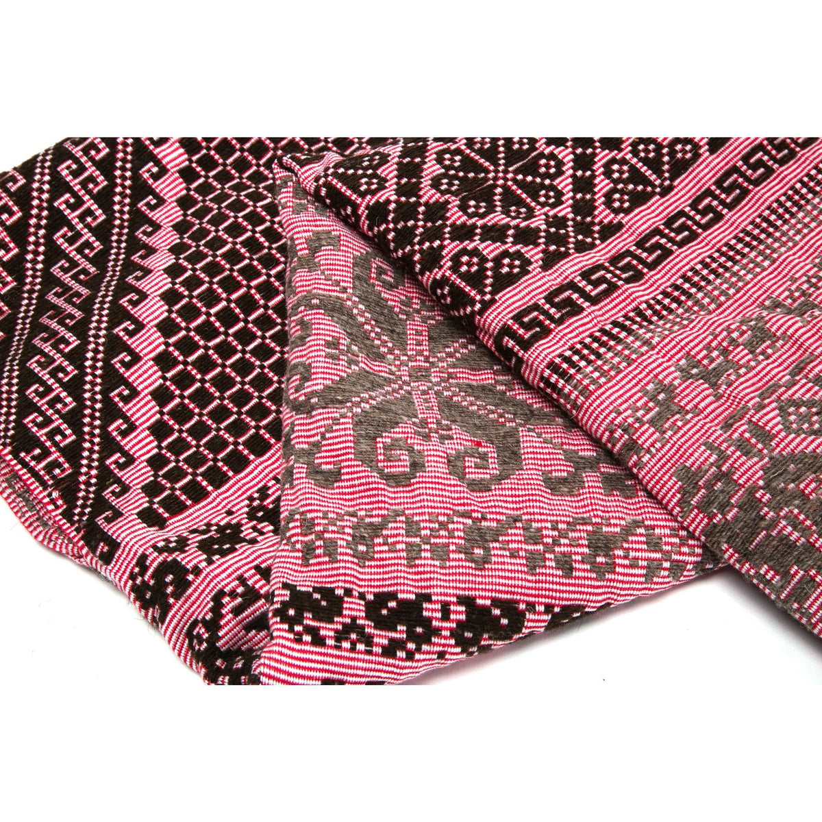 Gaban de Algodon y Lana Rojo / Textiles Mexican Folk Art Shawl