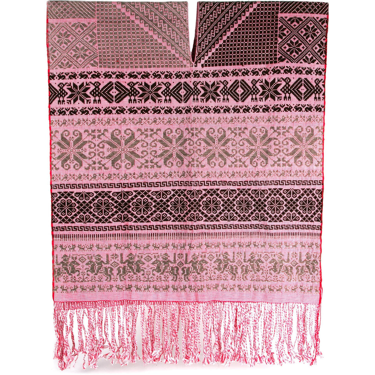 Gaban de Algodon y Lana Rojo / Textiles Mexican Folk Art Shawl