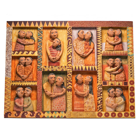 El Beso / Ceramics Mexican Folk Art Clay Frame