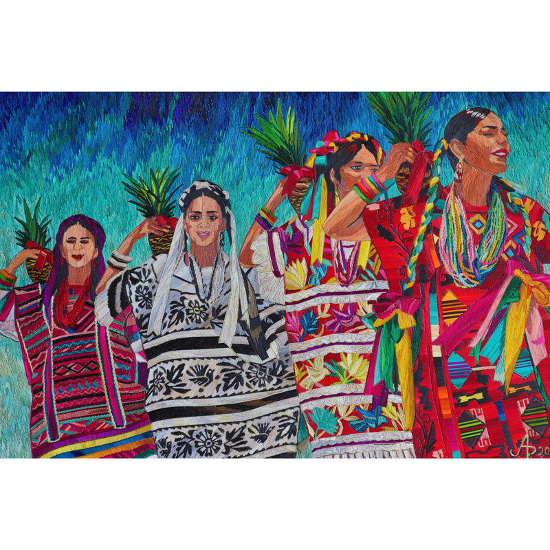 El Baile de la Piña - Natural Dyed Straw - Mexican Fine Art | Cactus Fine Art