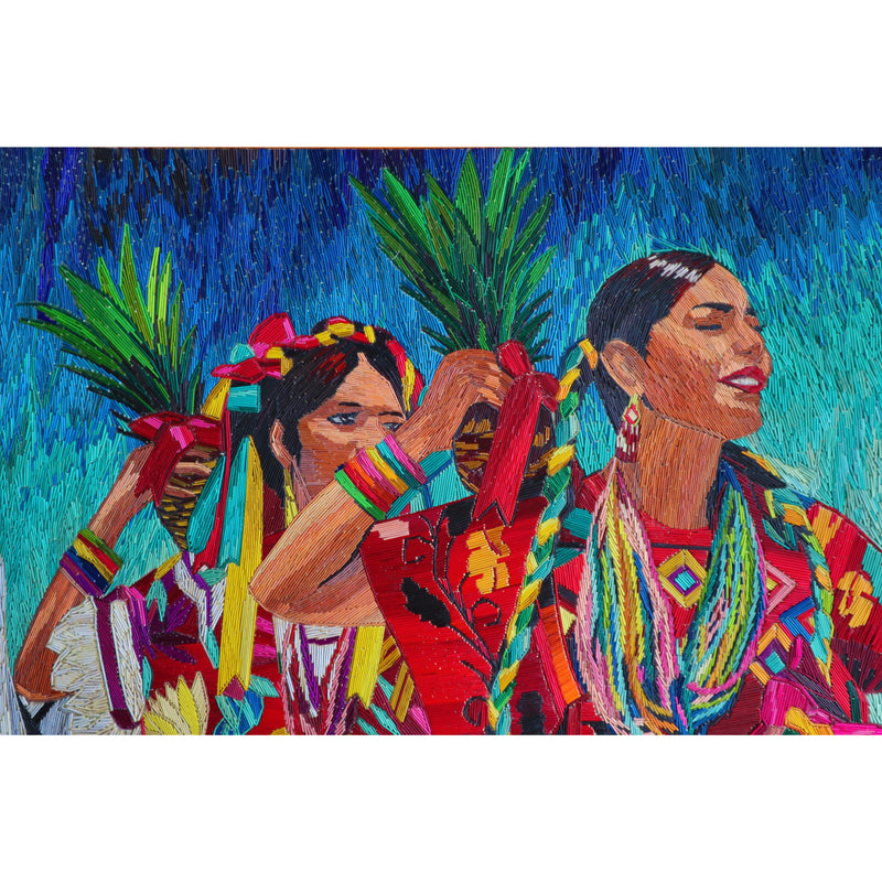 El Baile de la Piña - Natural Dyed Straw - Mexican Fine Art | Cactus Fine Art